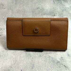 Bvlgari trifold wallet. Light brown. EUC.